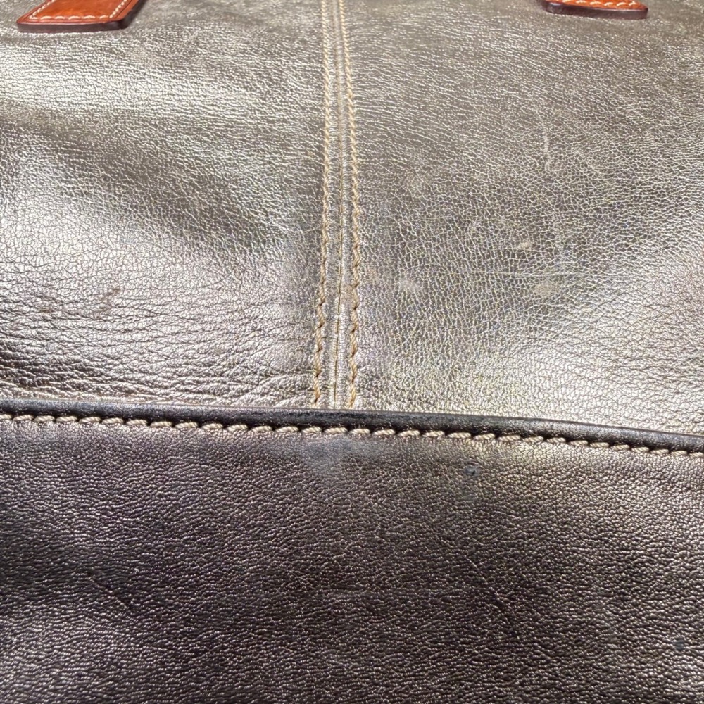 Dooney & Bourke O-Ring Shopper Tote Metallic Gold Bronze Leather Shoulder Bag L - Picture 15 of 15